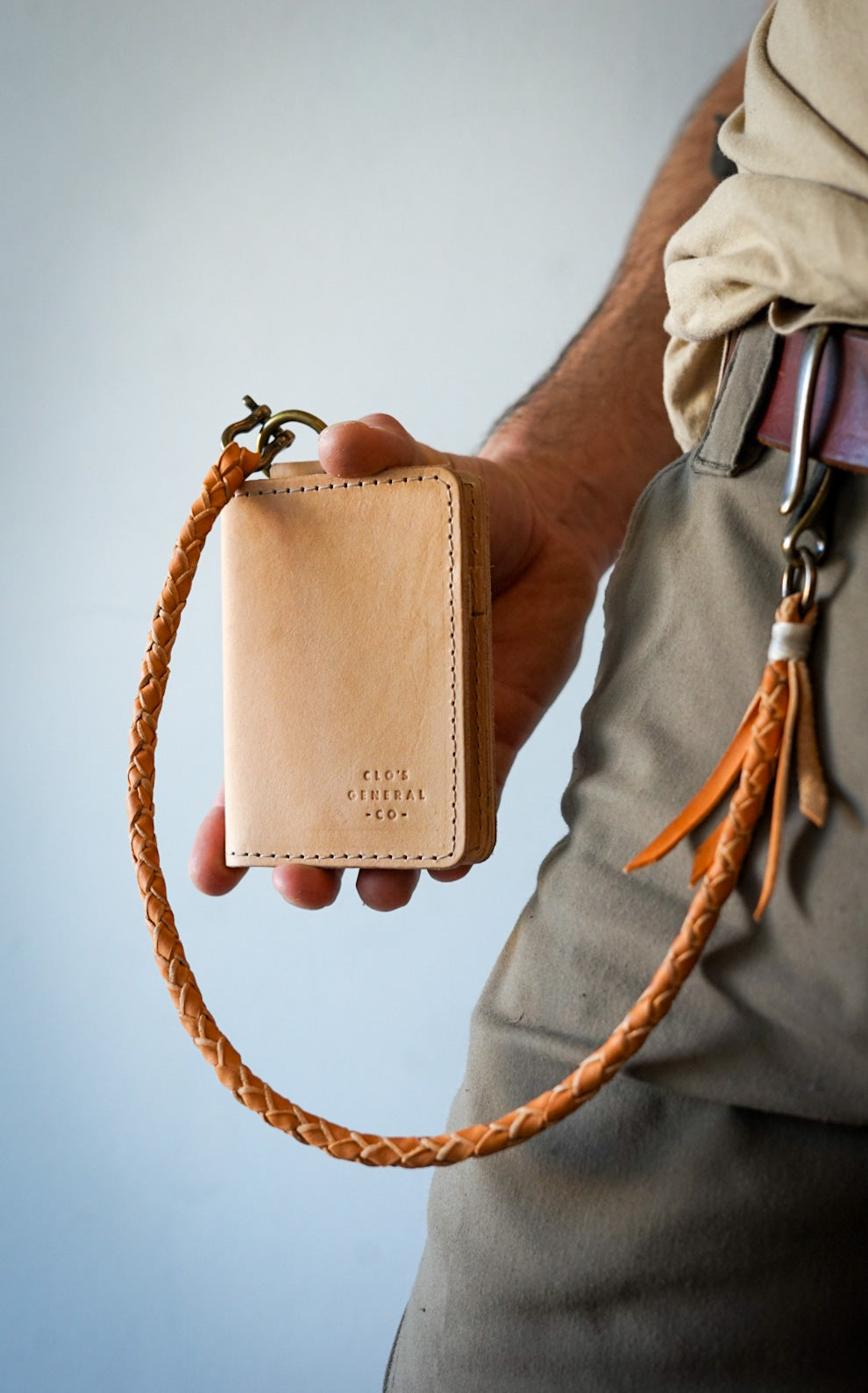 Mini Trucker Wallet + Braided Lanyard (Natural Veg Tan) – Clo's