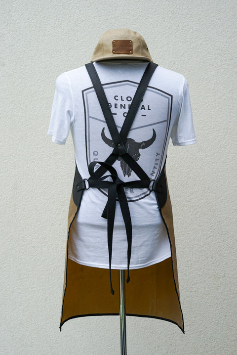 Apron (Tan Waxed Canvas + Black Leather Accents)