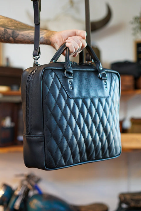 Business Bag (Diamond Stitch: Pebbled Black)