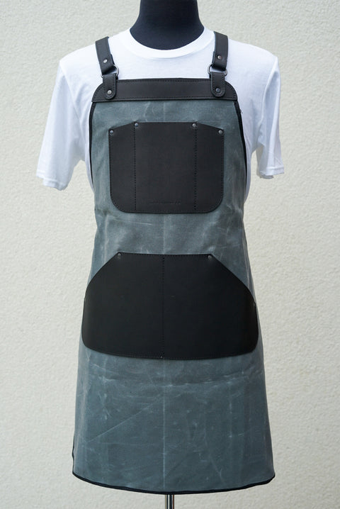 Apron (Charcoil Black Waxed Canvas + Black Leather Accents)