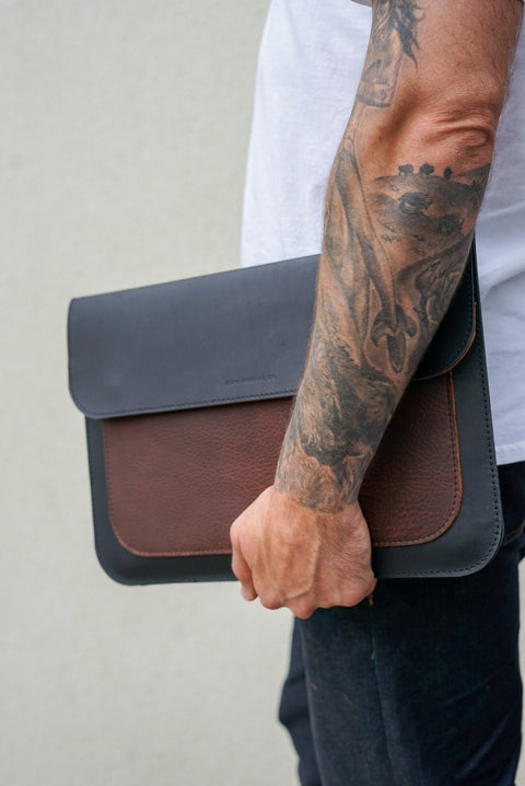 Laptop Sleeve (15" Two Tone: Black + Brown Accents)