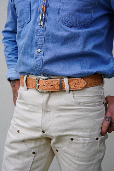 1.5" (Western Paisley Embossed Veg Tan Belt + Western Buckle)