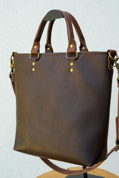 Handbag (Two Tone: Pebbled Brown + Dark Amber Harness Accents)