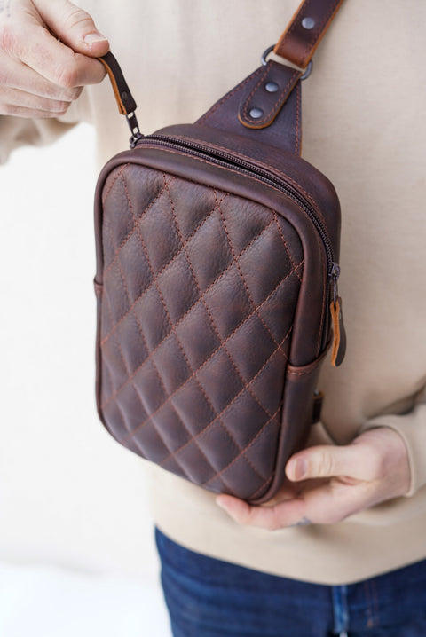 Sling Bag (Diamond Stitch: Pitstop Briar Brown)